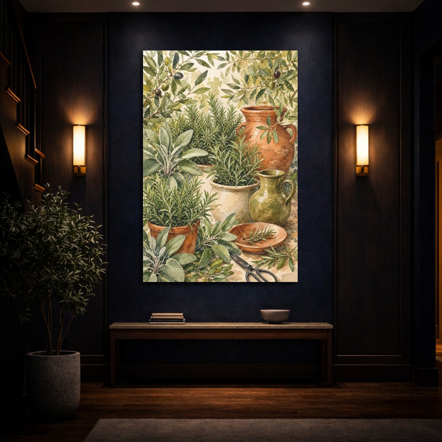 Mockup 4. Olive & Herb Garden shown as canvas print