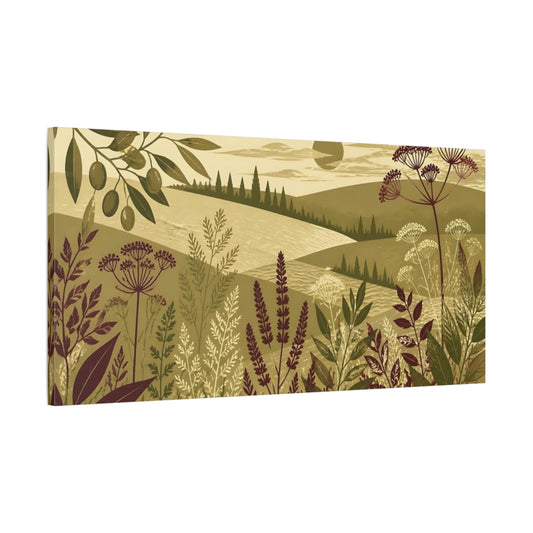 Main Mockup. Olive Meadow Landscape shown as canvas print