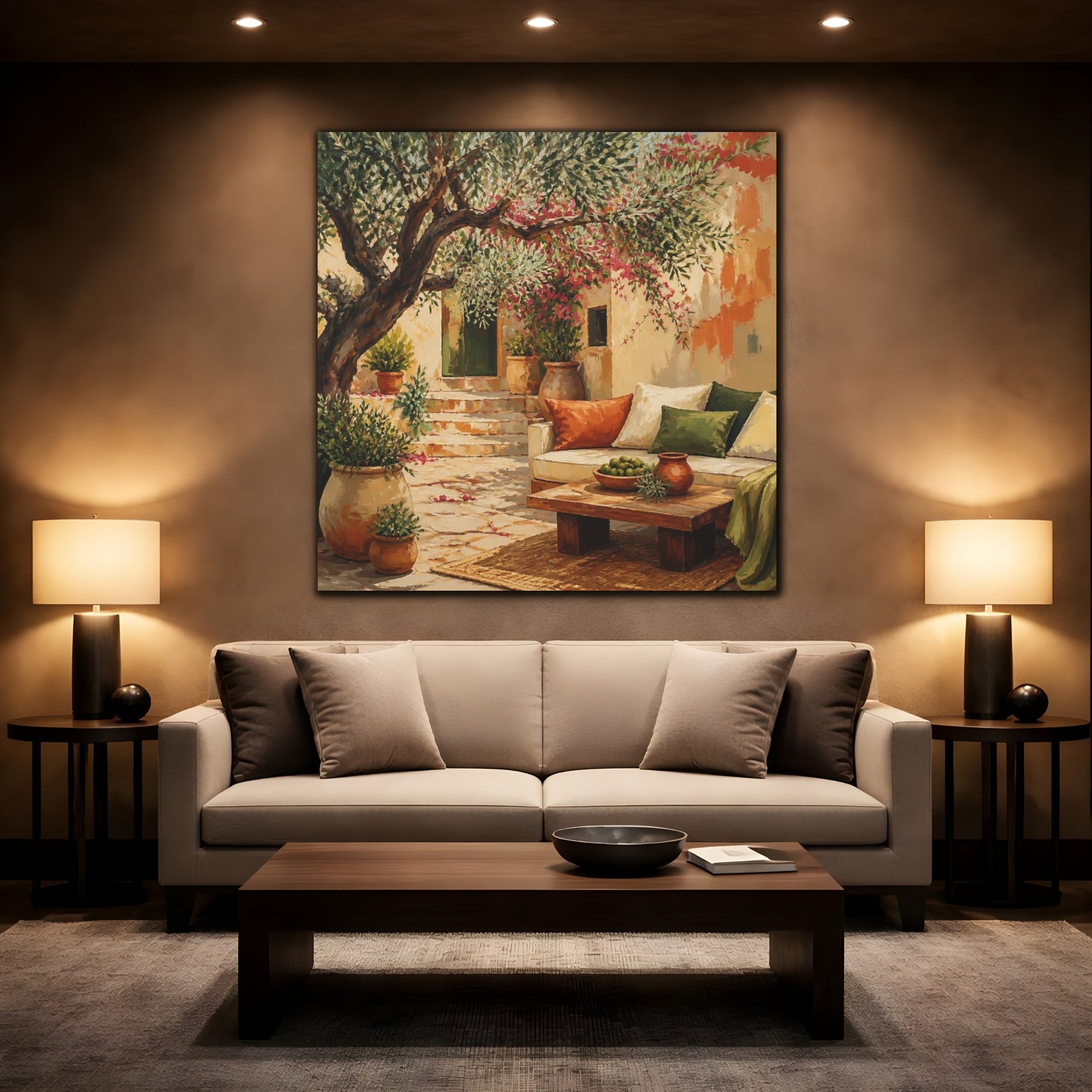 Mockup 2. Olive Tree Living Room shown as canvas print