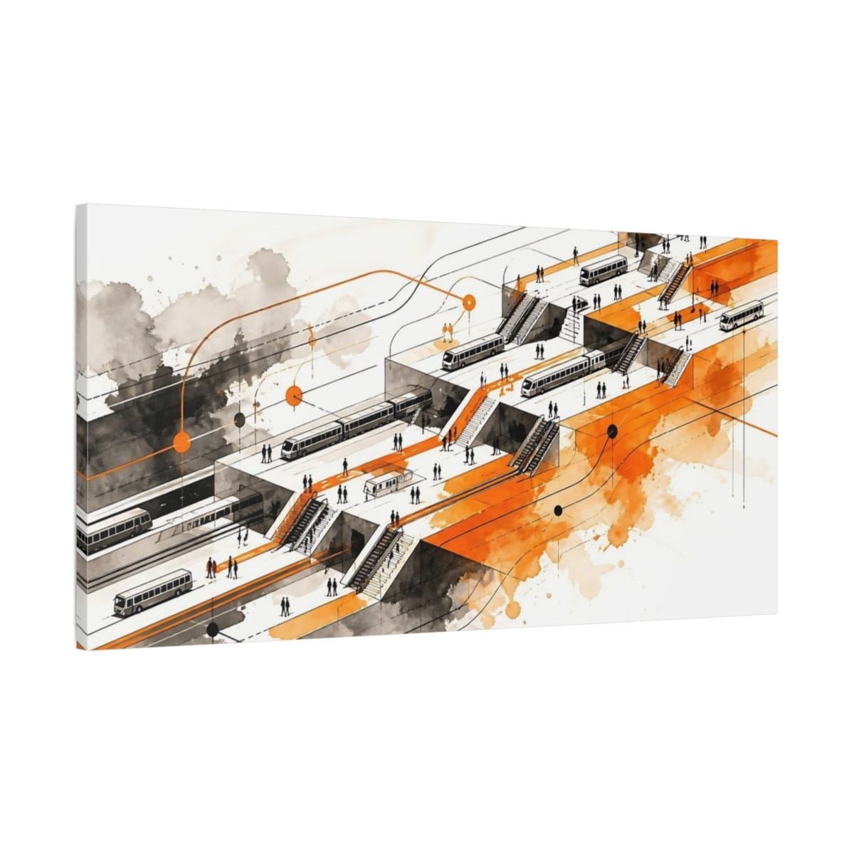 Main Mockup. Orange Train Station Hub shown as canvas print