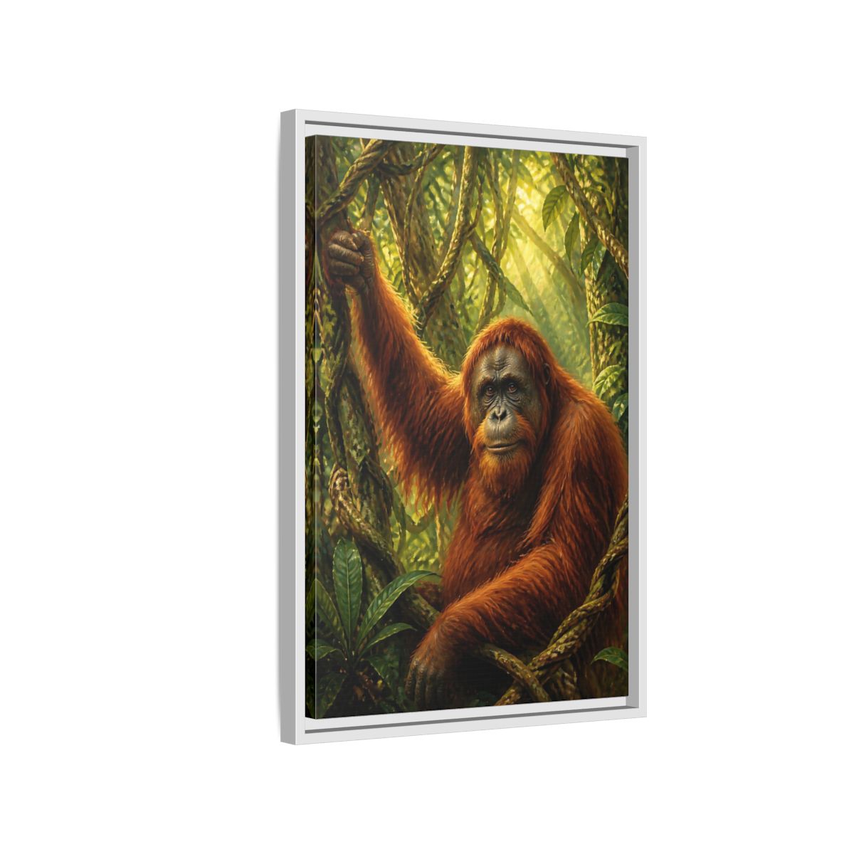 Side Mockup 1. Orangutan Jungle Animals shown as framed canvas print