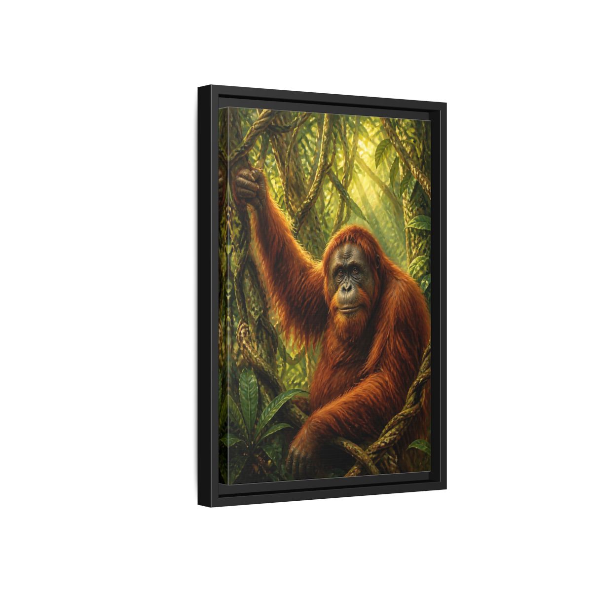 Side Mockup 6. Orangutan Jungle Animals shown as framed canvas print
