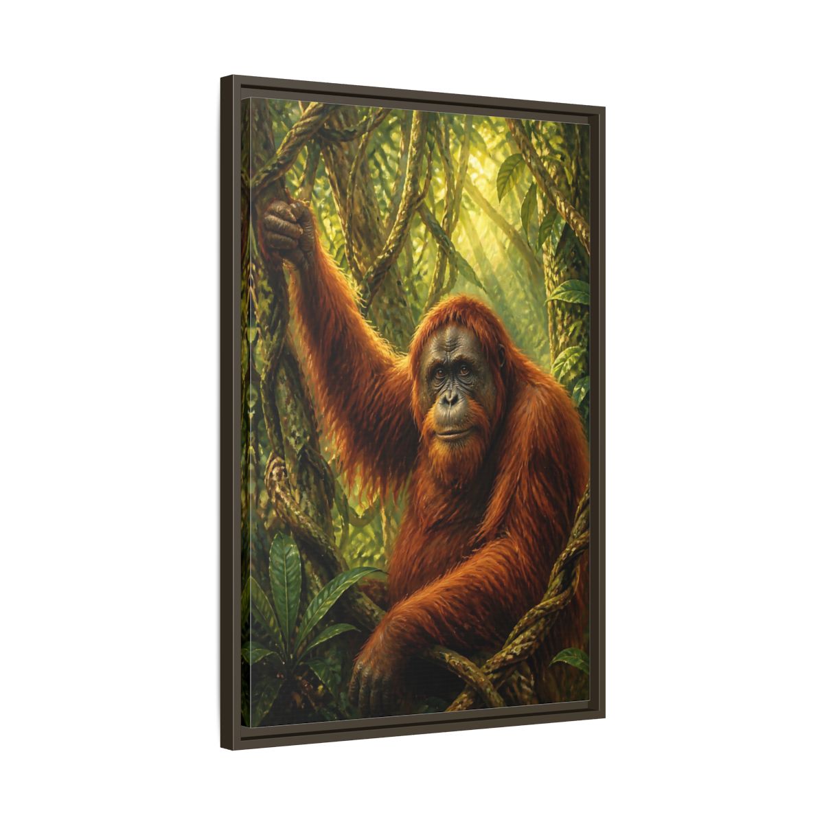 Side Mockup 11. Orangutan Jungle Animals shown as framed canvas print