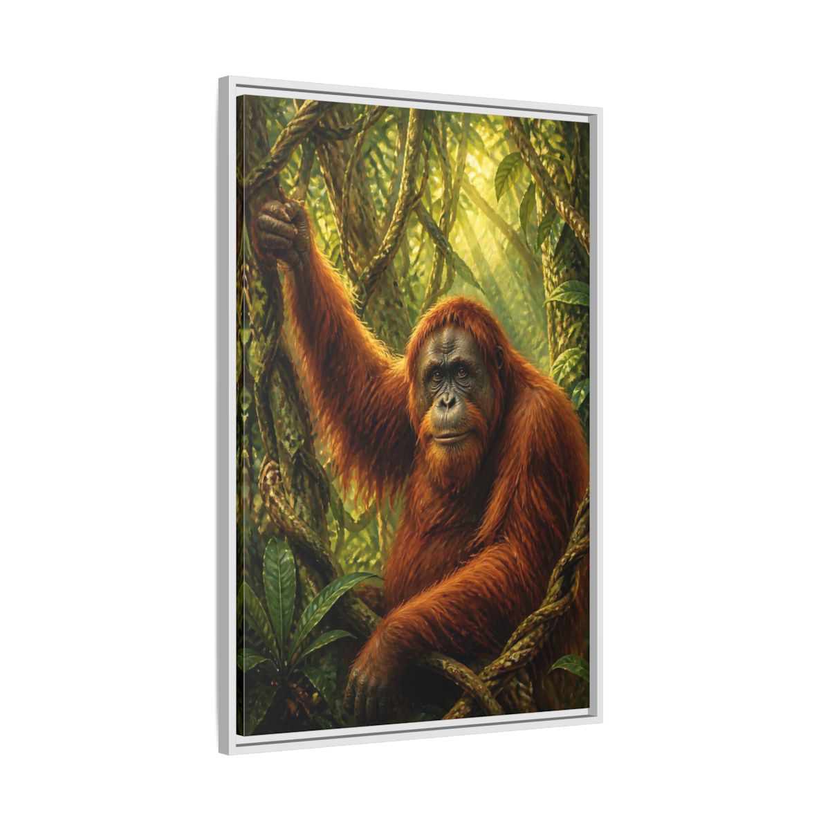 Side Mockup 9. Orangutan Jungle Animals shown as framed canvas print