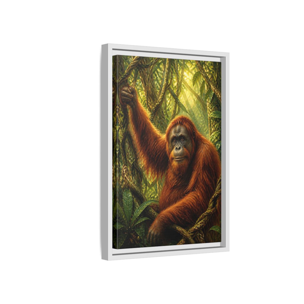 Side Mockup 4. Orangutan Jungle Animals shown as framed canvas print