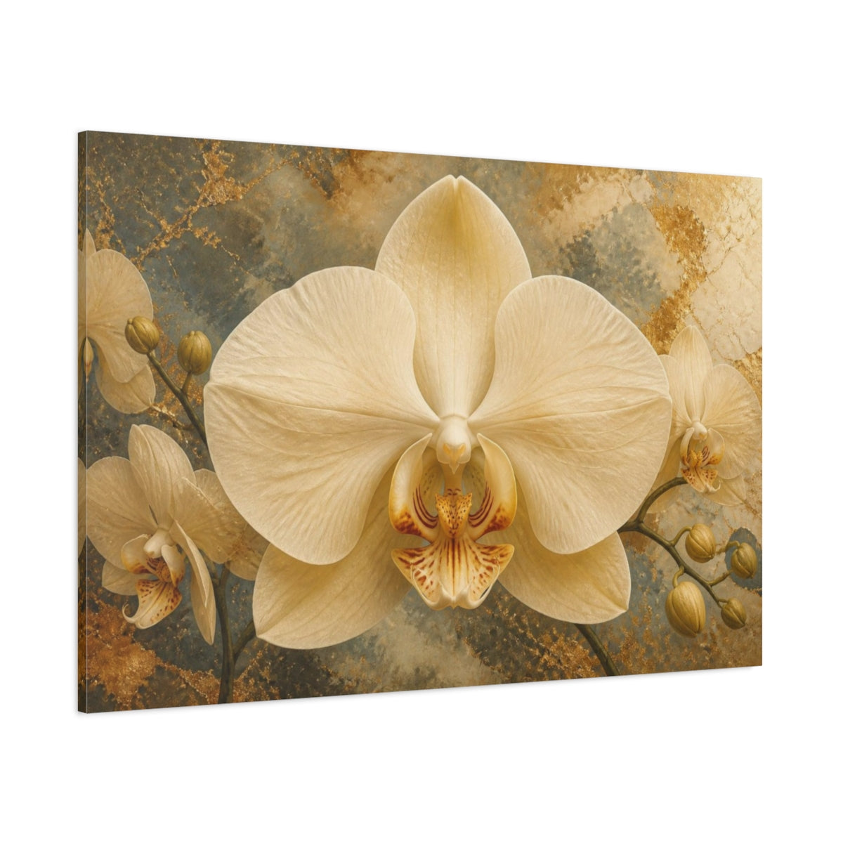 Side Mockup 1. Orchid Flower Elegance shown as canvas print