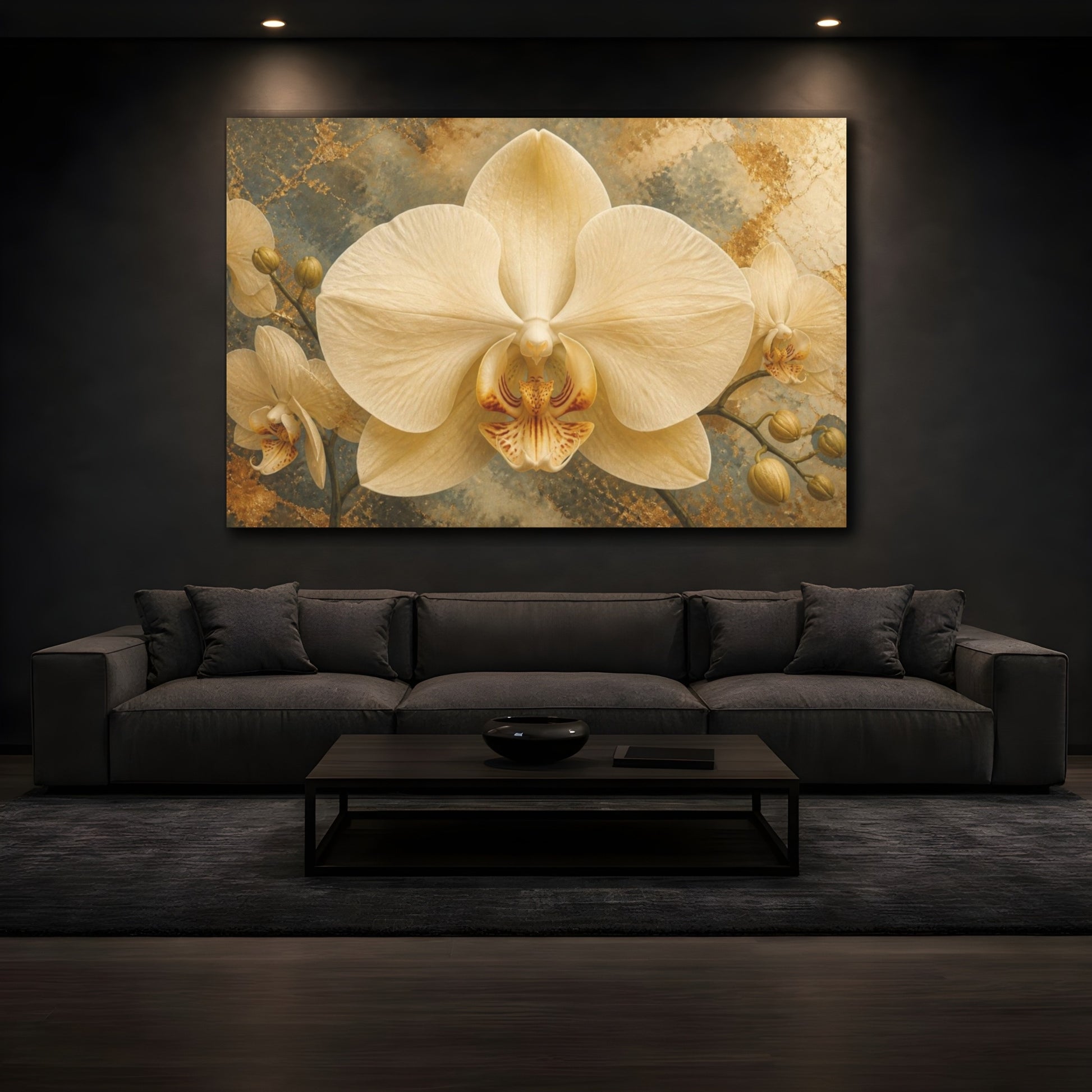 Mockup 3. Orchid Flower Elegance shown as canvas print