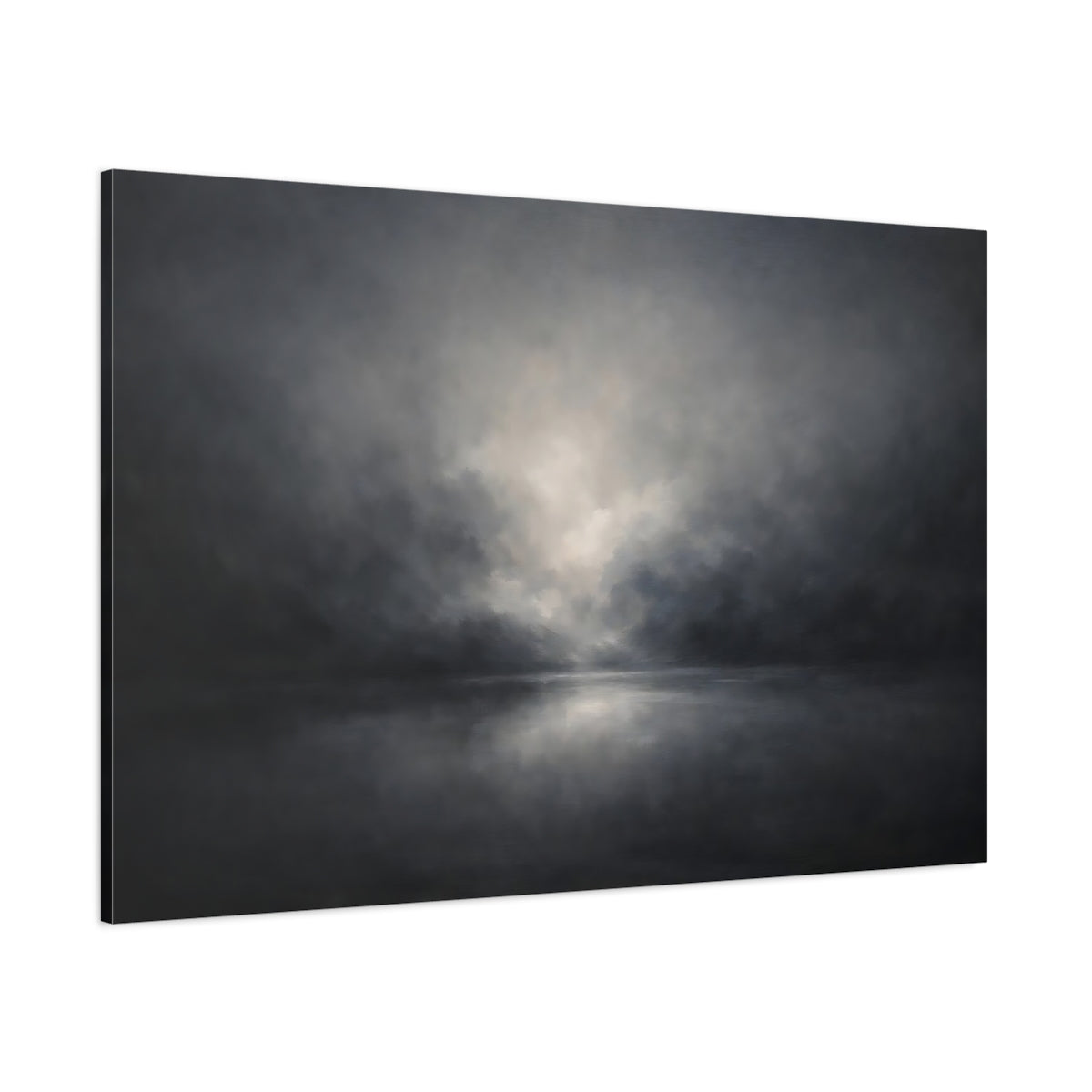 Main Mockup. Organic Abstract Dark Ash Minimal Gradient shown as stretched canvas wall art
