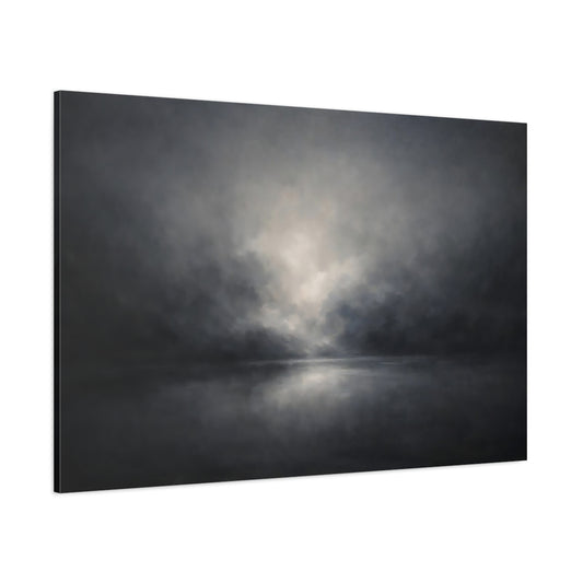 Main Mockup. Organic Abstract Dark Ash Minimal Gradient shown as stretched canvas wall art
