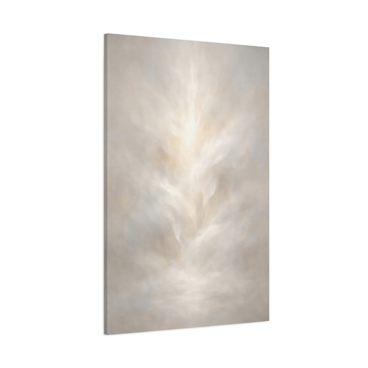 Main Mockup. Organic Abstract White Light Diffusion Minimal shown as stretched canvas wall art