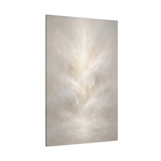 Main Mockup. Organic Abstract White Light Diffusion Minimal shown as stretched canvas wall art