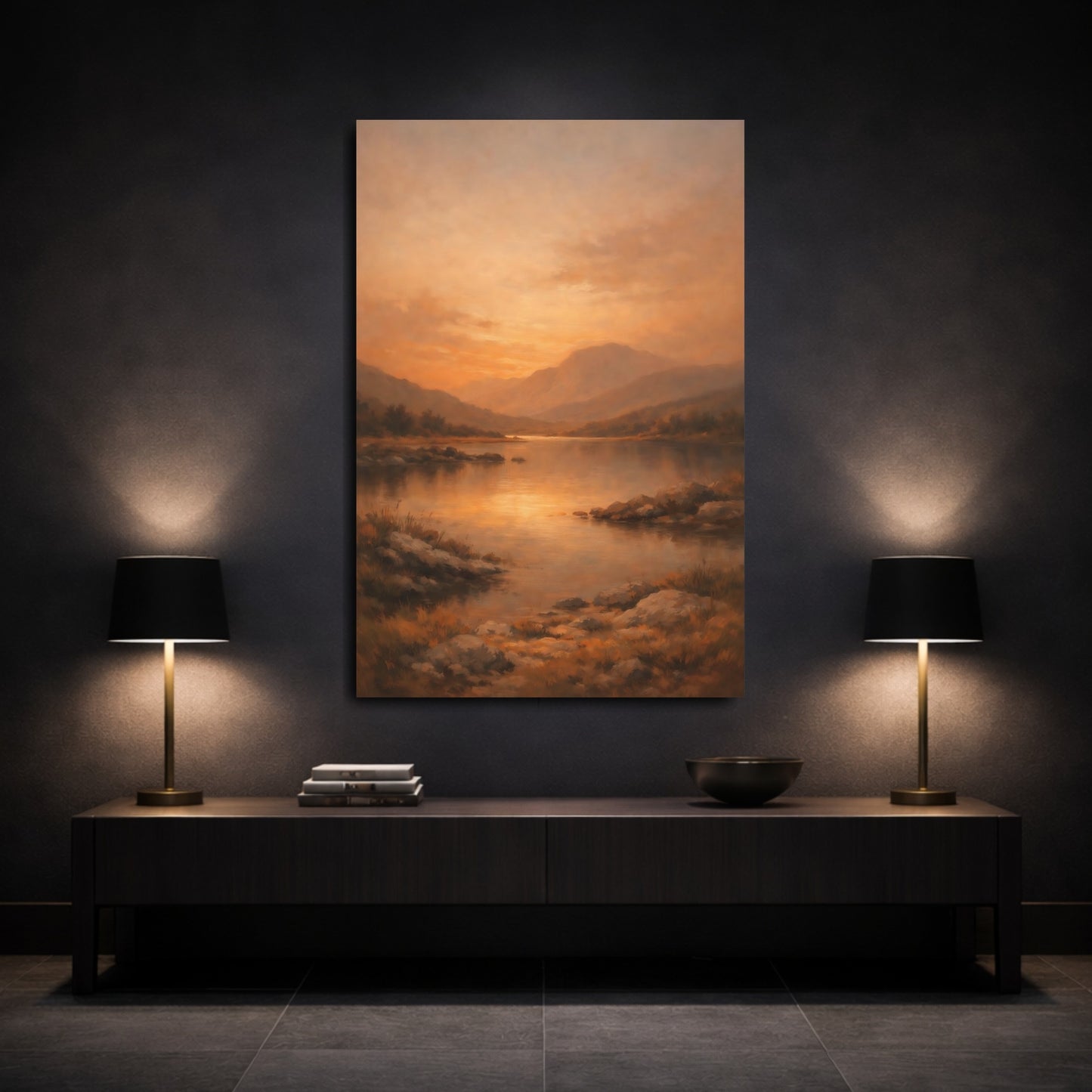 Mockup 2. Organic Burnt Orange Subtle Accent shown as stretched canvas wall art