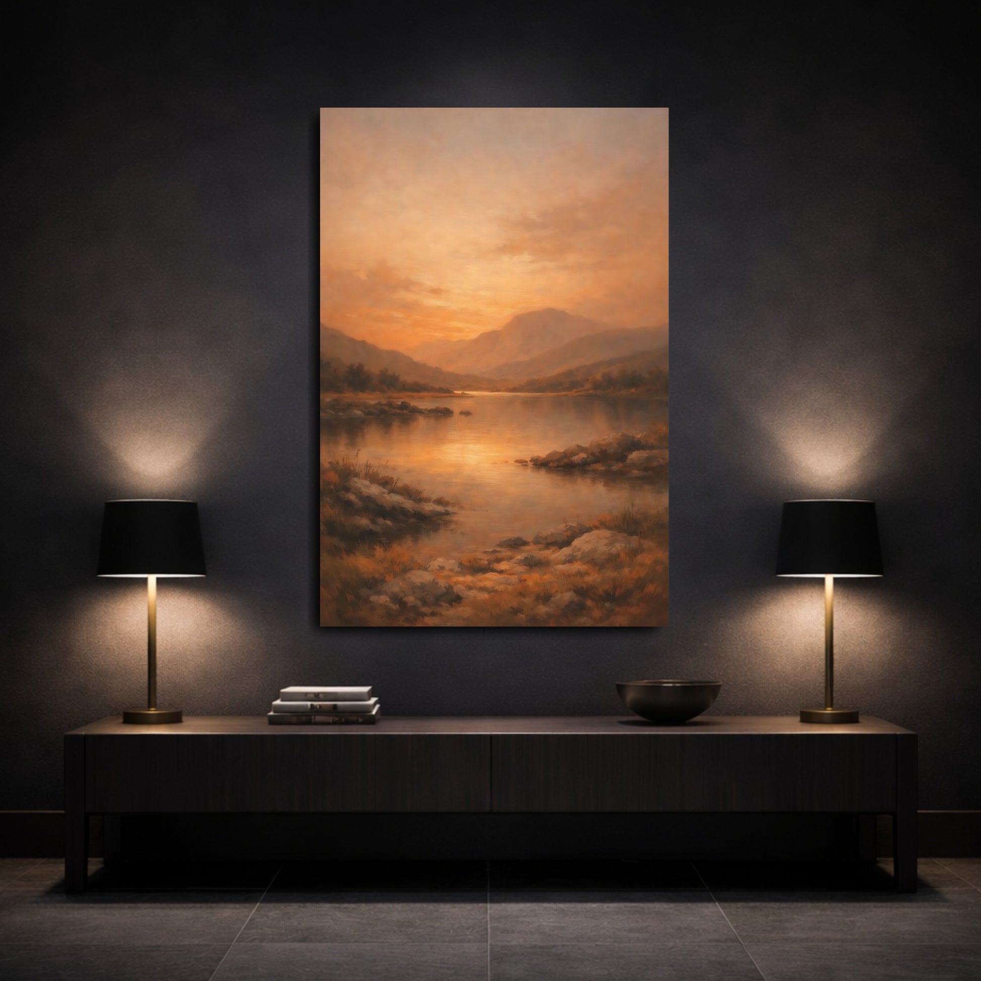Mockup 2. Organic Burnt Orange Subtle Accent shown as stretched canvas wall art