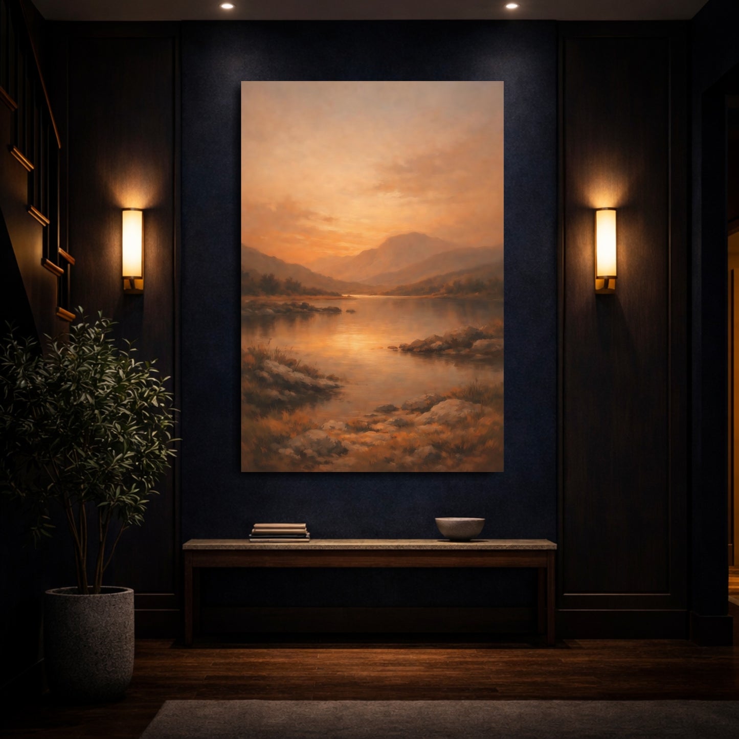 Mockup 3. Organic Burnt Orange Subtle Accent shown as stretched canvas wall art