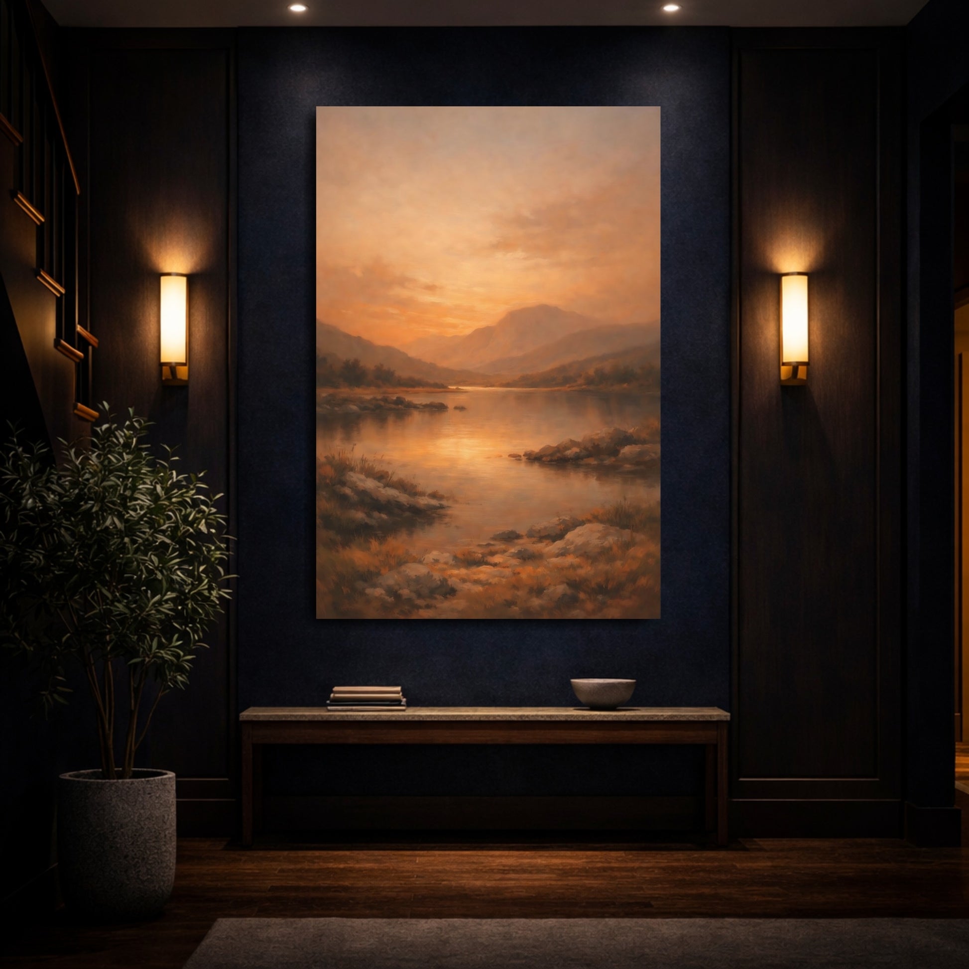 Mockup 3. Organic Burnt Orange Subtle Accent shown as stretched canvas wall art