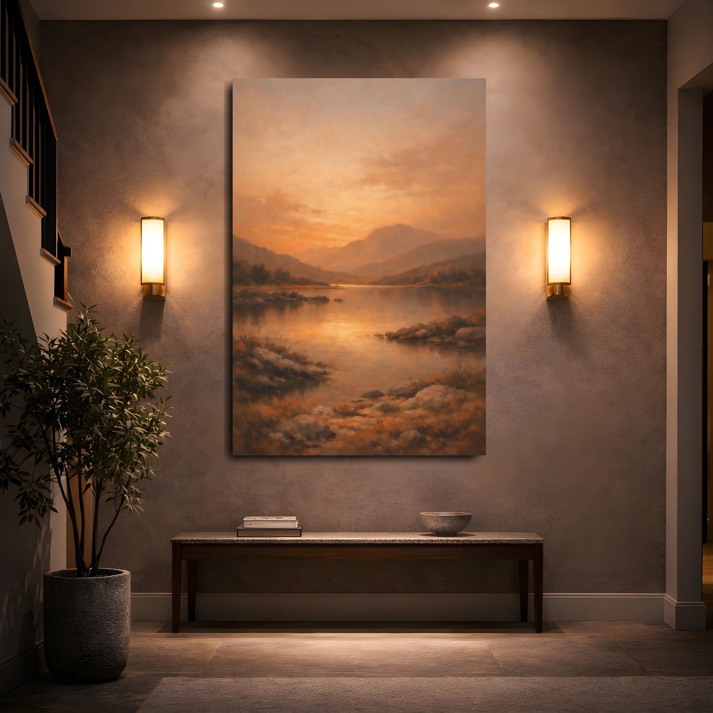 Mockup 4. Organic Burnt Orange Subtle Accent shown as stretched canvas wall art