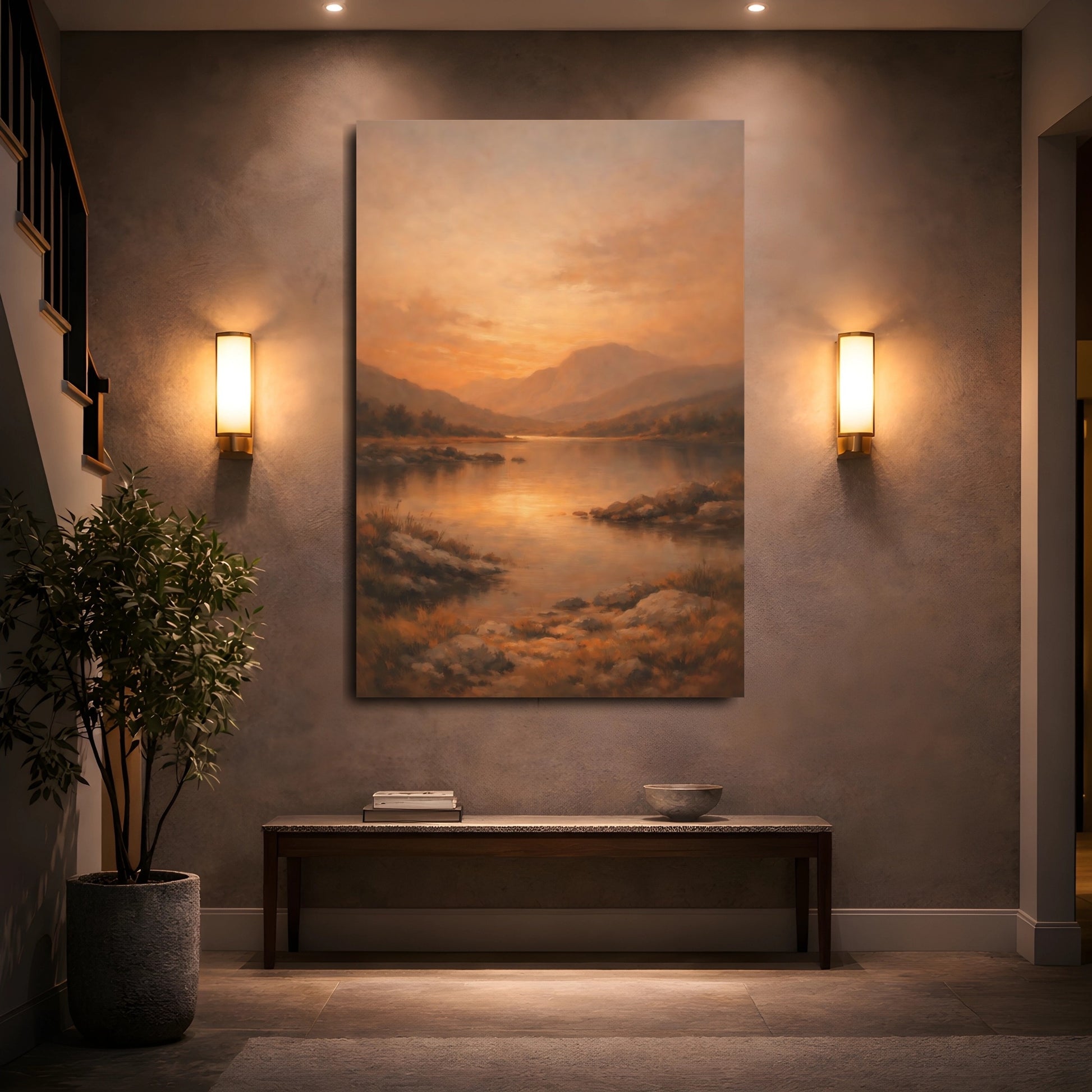 Mockup 4. Organic Burnt Orange Subtle Accent shown as stretched canvas wall art