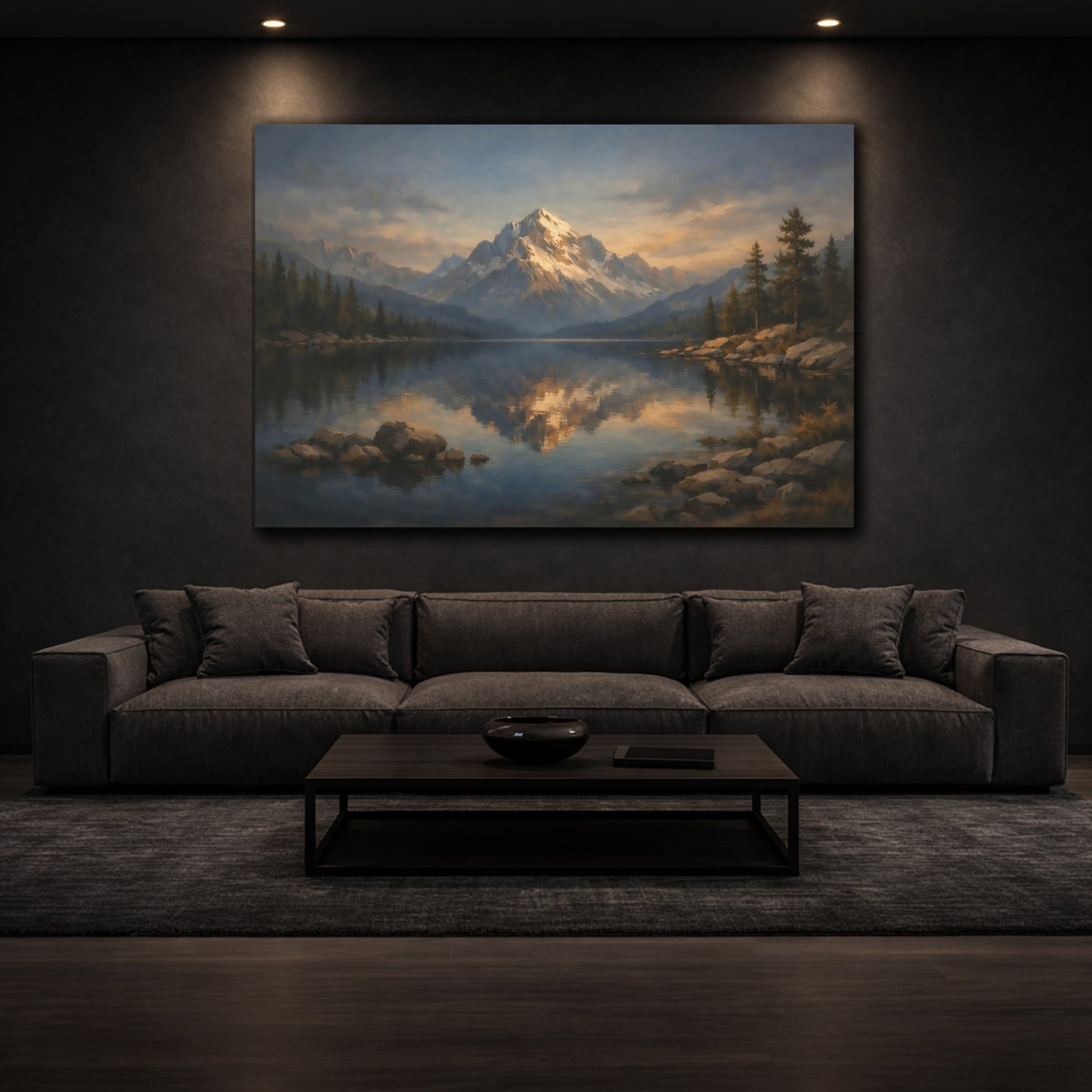 Mockup 2. Organic Dark Room Contrast Composition shown as stretched canvas wall art