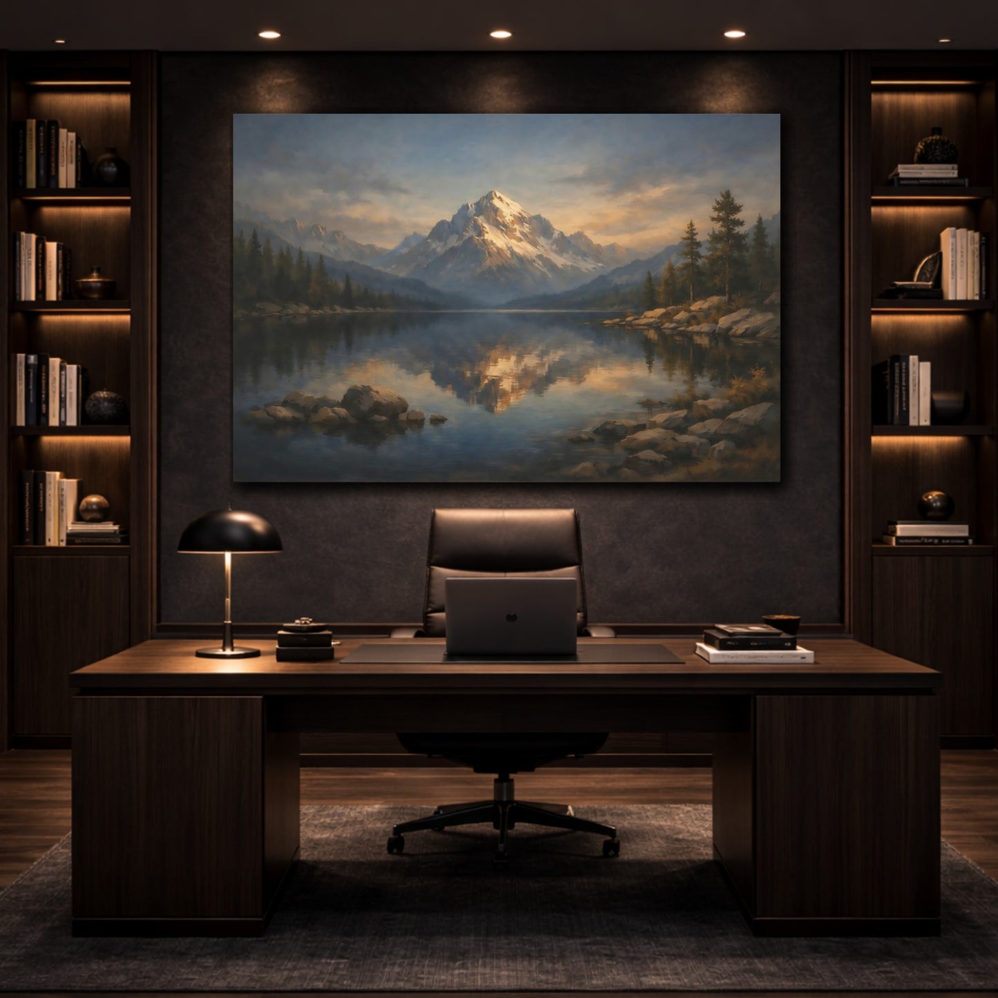 Mockup 4. Organic Dark Room Contrast Composition shown as stretched canvas wall art