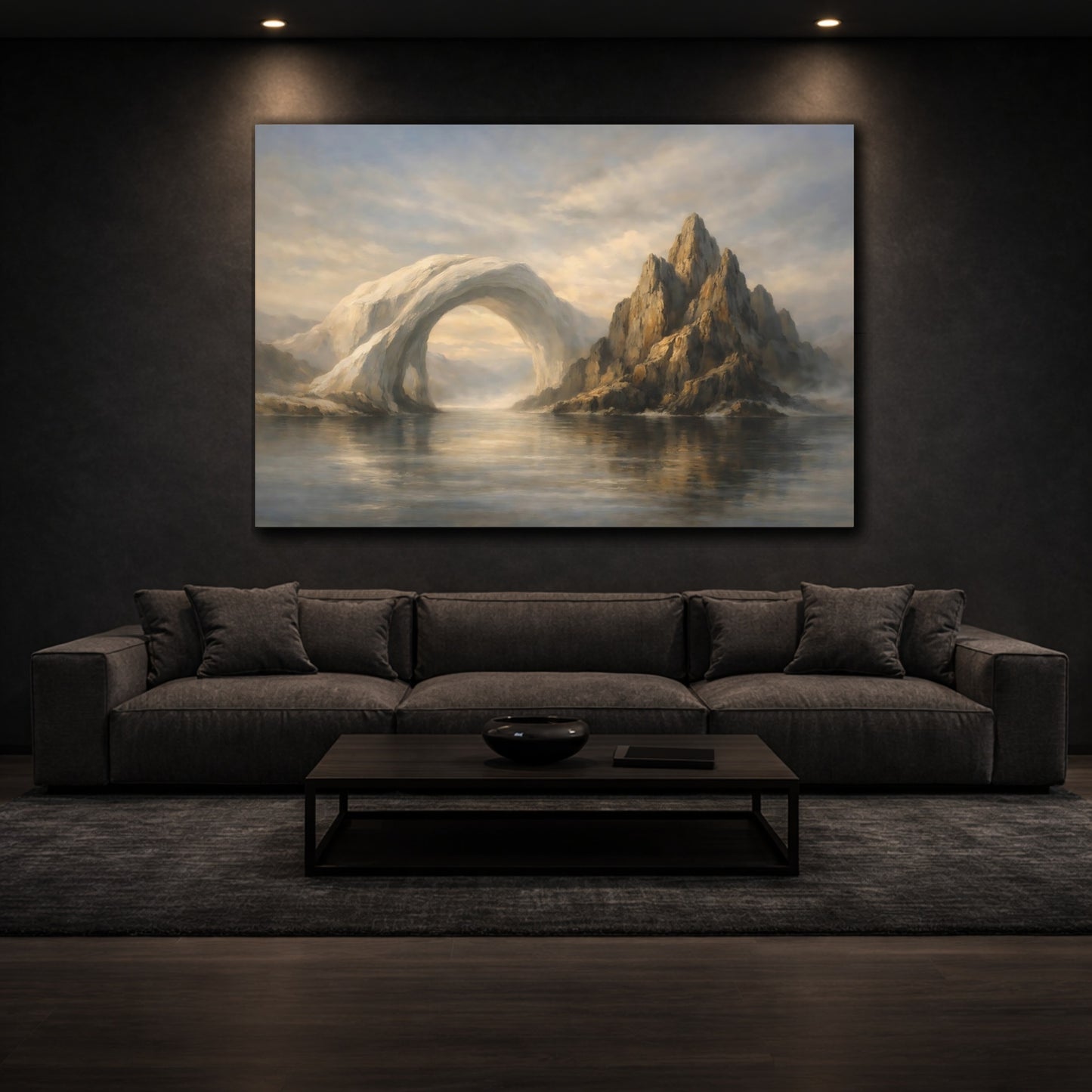 Mockup 2. Organic Duality Cinematic Composition shown as stretched canvas wall art