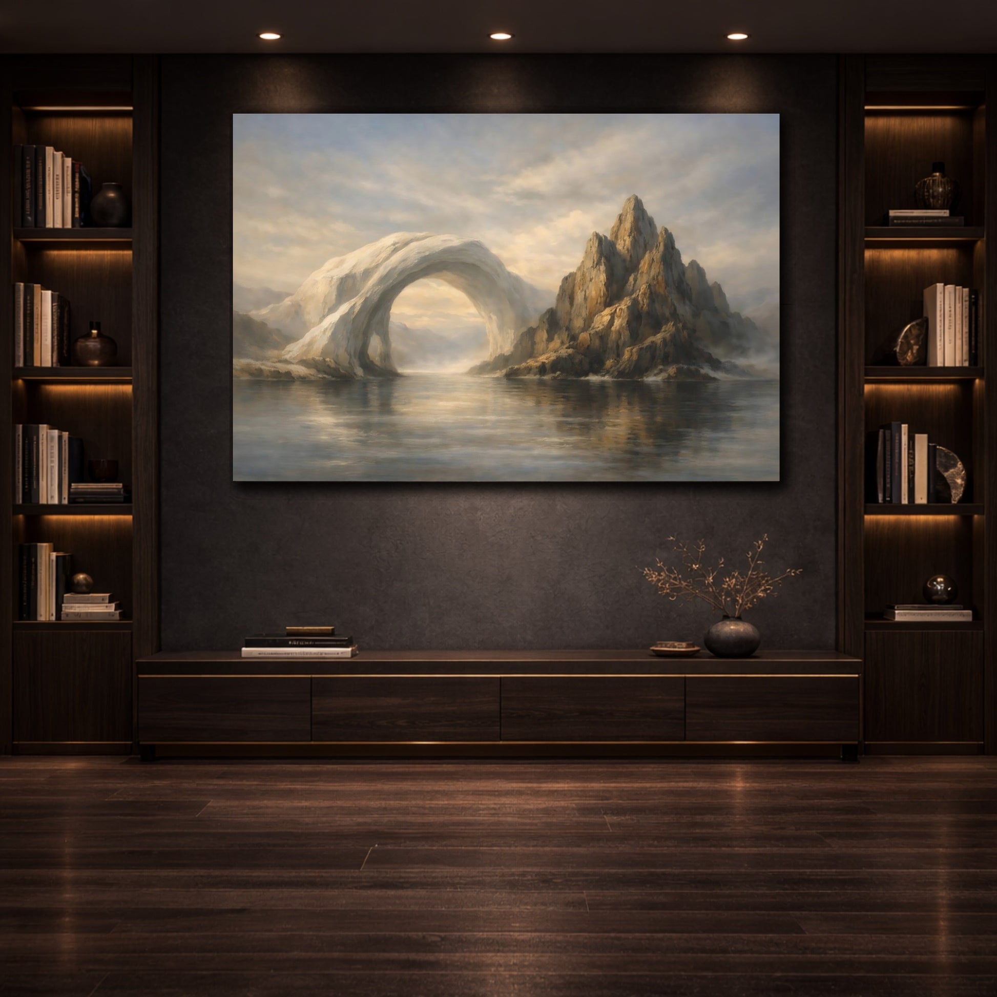 Mockup 3. Organic Duality Cinematic Composition shown as stretched canvas wall art