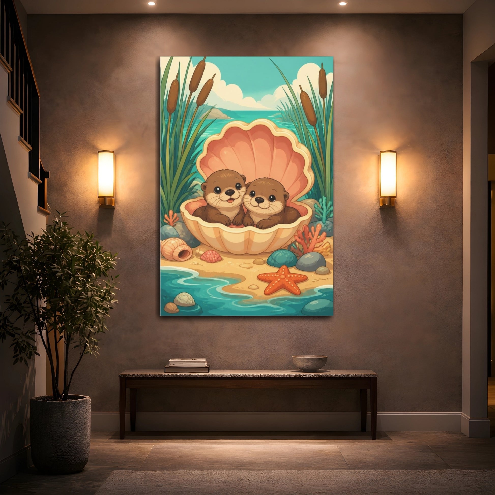Mockup 2. Otter Pups Kids Room shown as canvas print