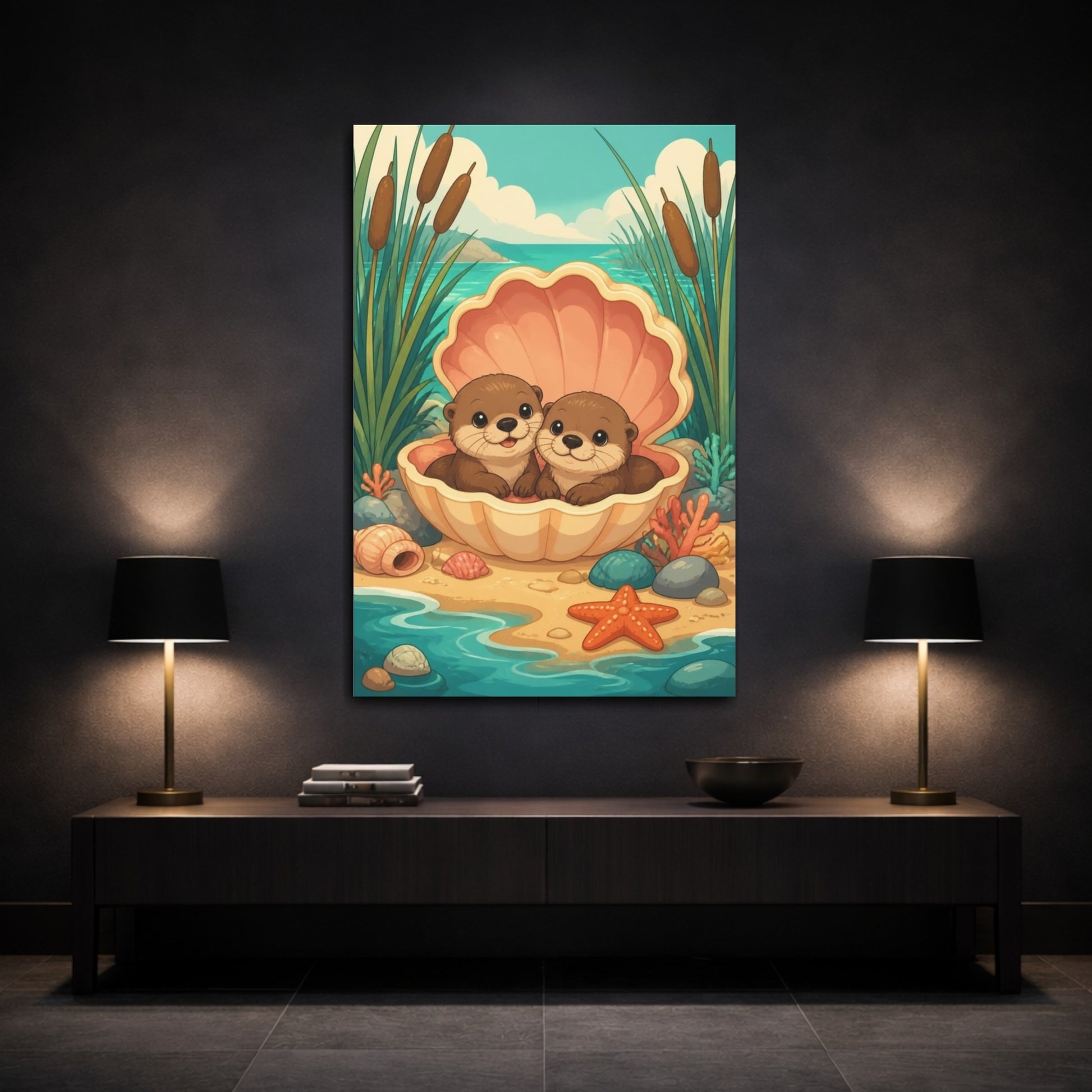 Mockup 3. Otter Pups Kids Room shown as canvas print