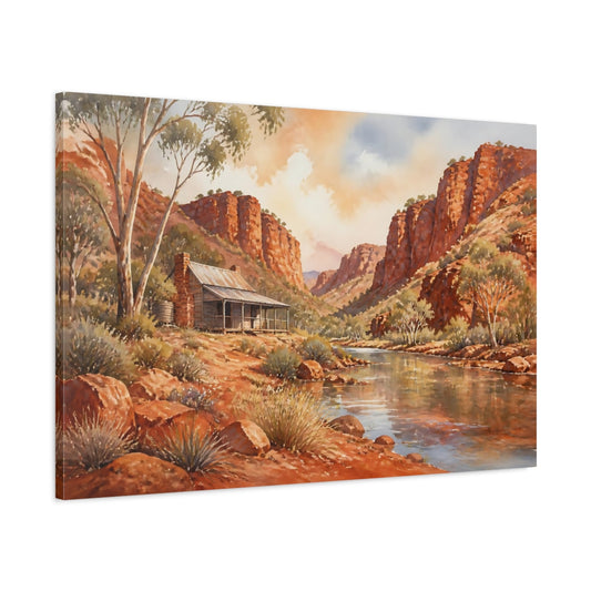 Main Mockup. Outback Gorge Cabin shown as canvas print