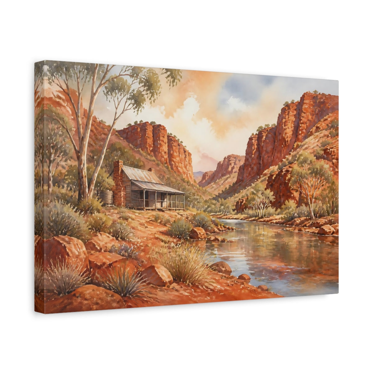 Side Mockup 4. Outback Gorge Cabin shown as canvas print