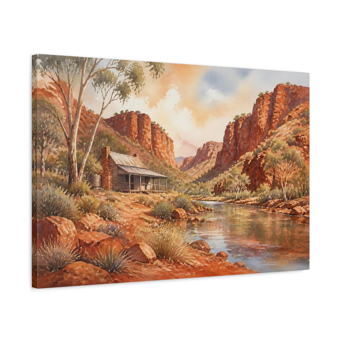 Side Mockup 2. Outback Gorge Cabin shown as canvas print