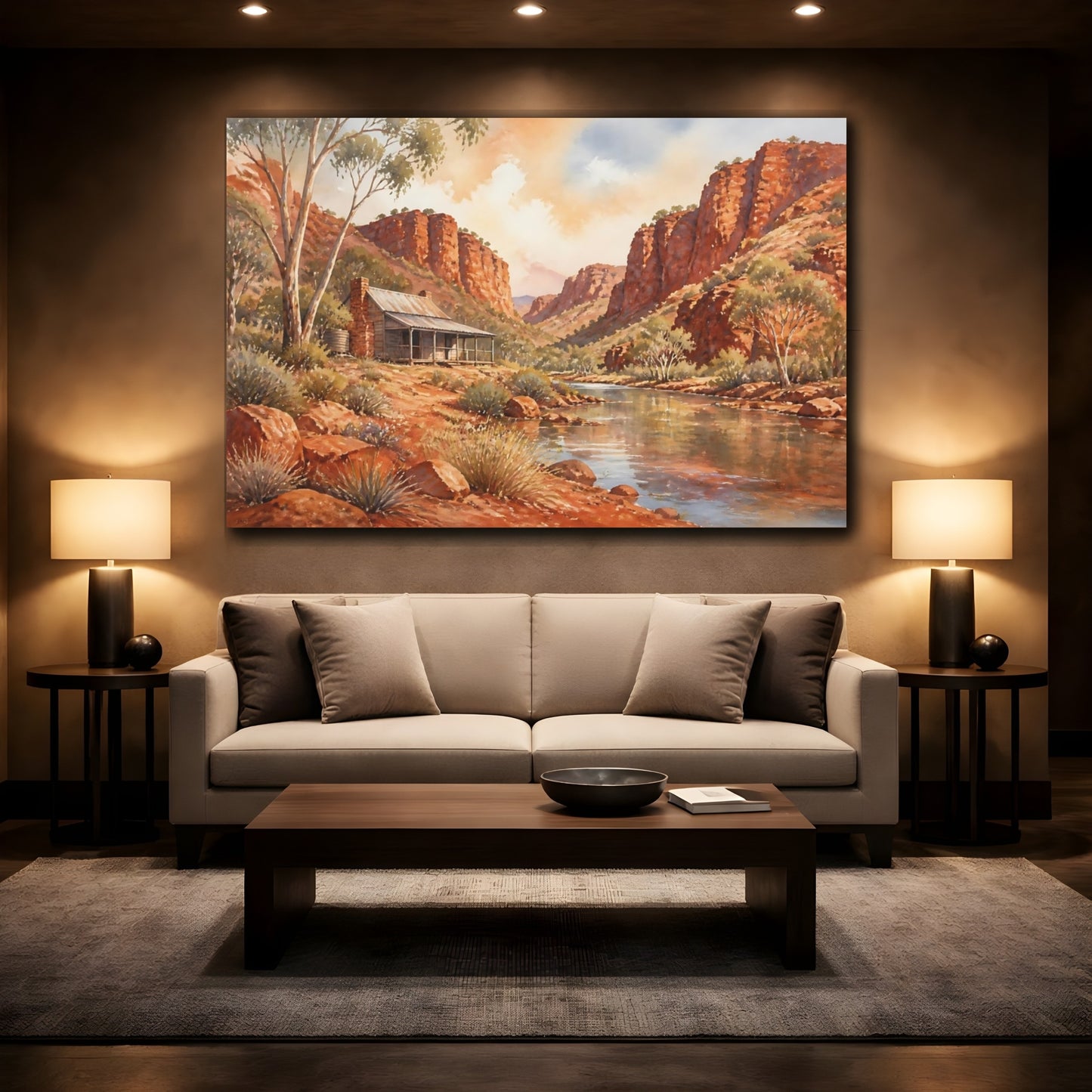Mockup 2. Outback Gorge Cabin shown as canvas print