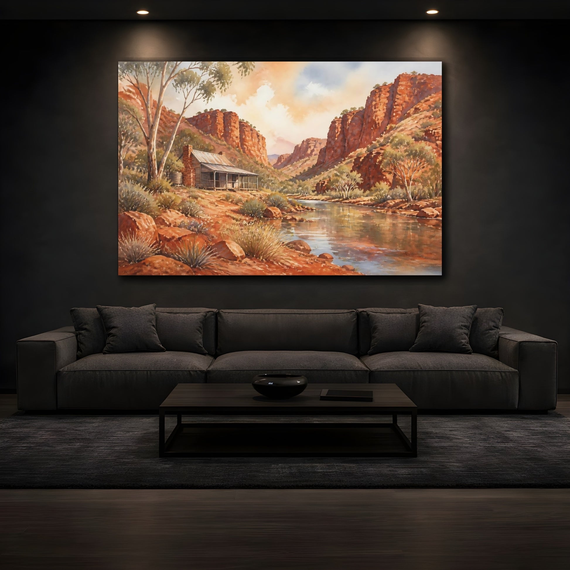 Mockup 3. Outback Gorge Cabin shown as canvas print