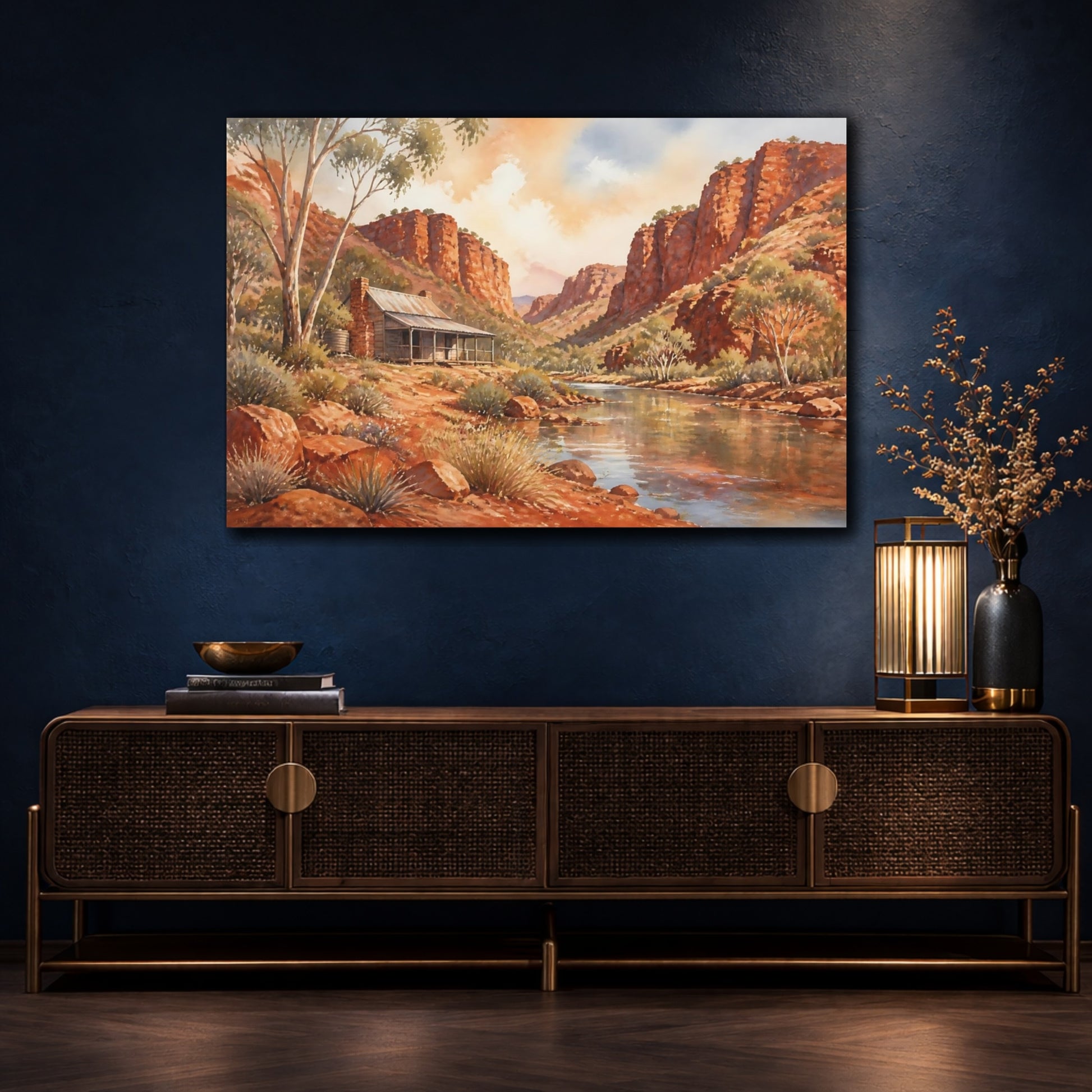 Mockup 4. Outback Gorge Cabin shown as canvas print