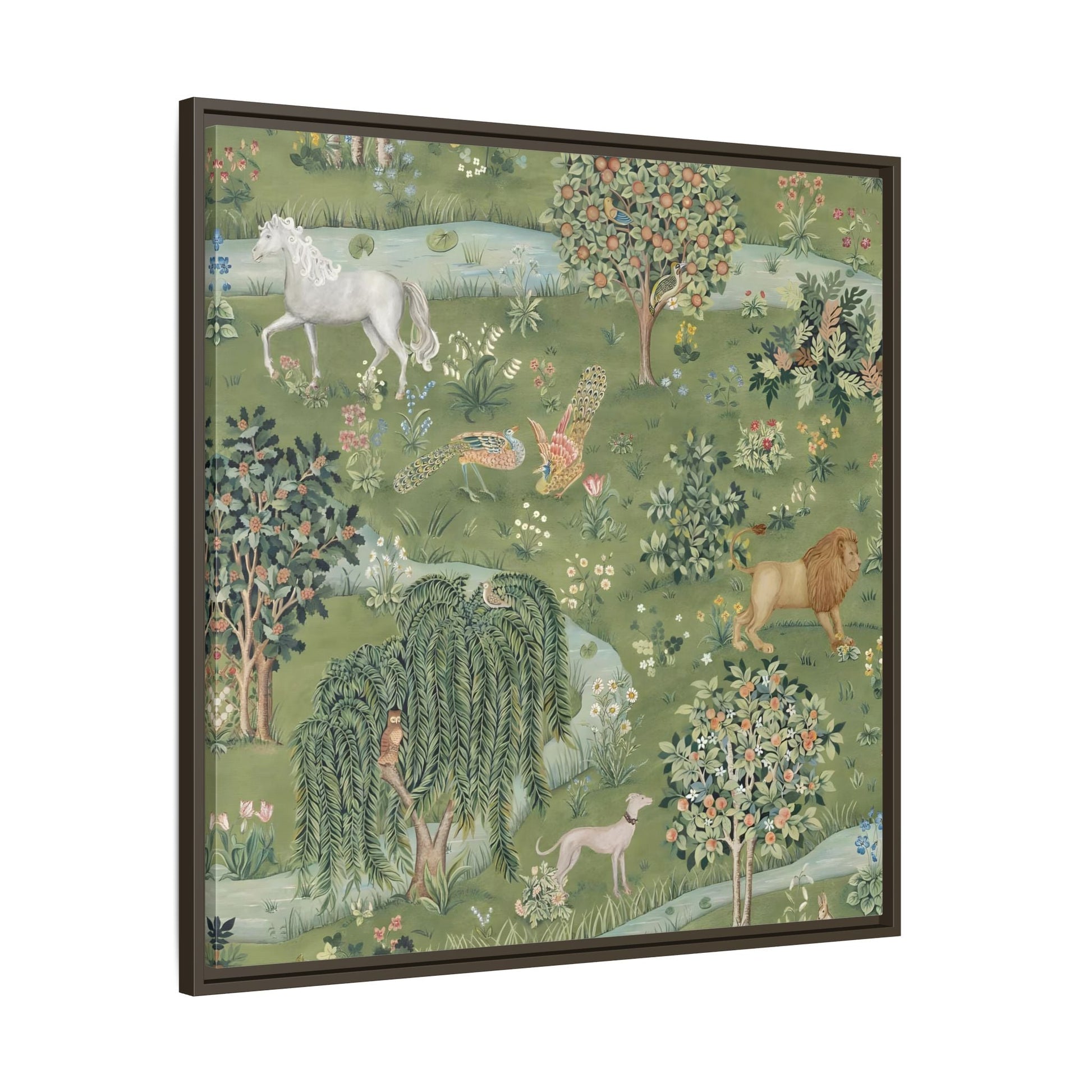 Owl Willow Green Morris Canvas Wall Art Animal Print - YesArtYes