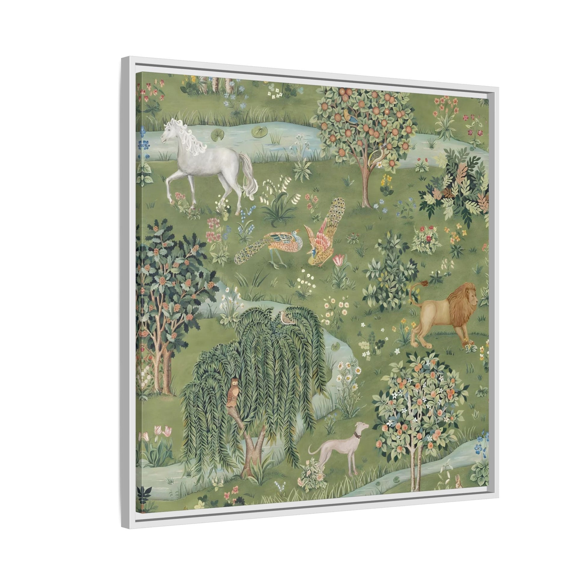 Owl Willow Green Morris Canvas Wall Art Animal Print - YesArtYes