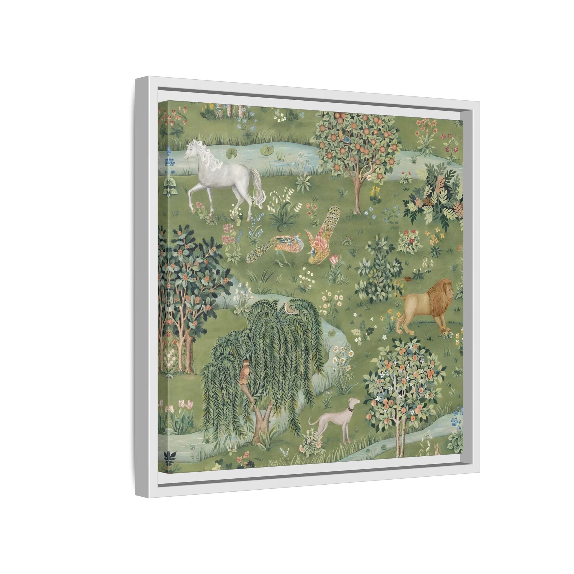 Owl Willow Green Morris Canvas Wall Art Animal Print - YesArtYes