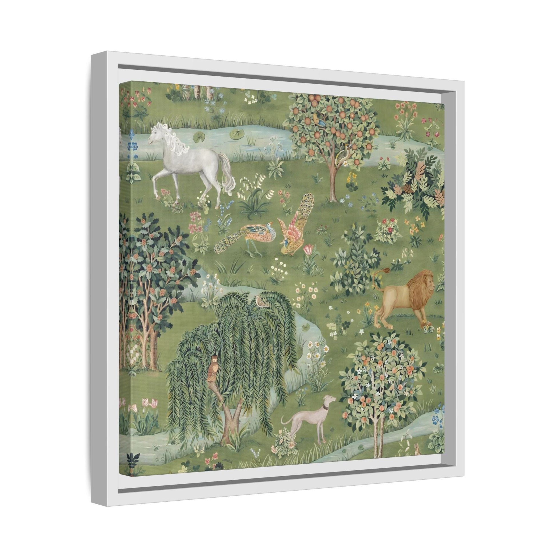 Owl Willow Green Morris Canvas Wall Art Animal Print - YesArtYes