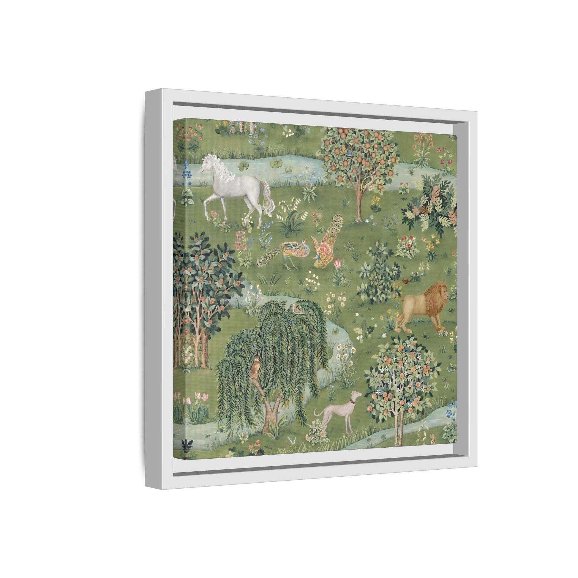 Owl Willow Green Morris Canvas Wall Art Animal Print - YesArtYes
