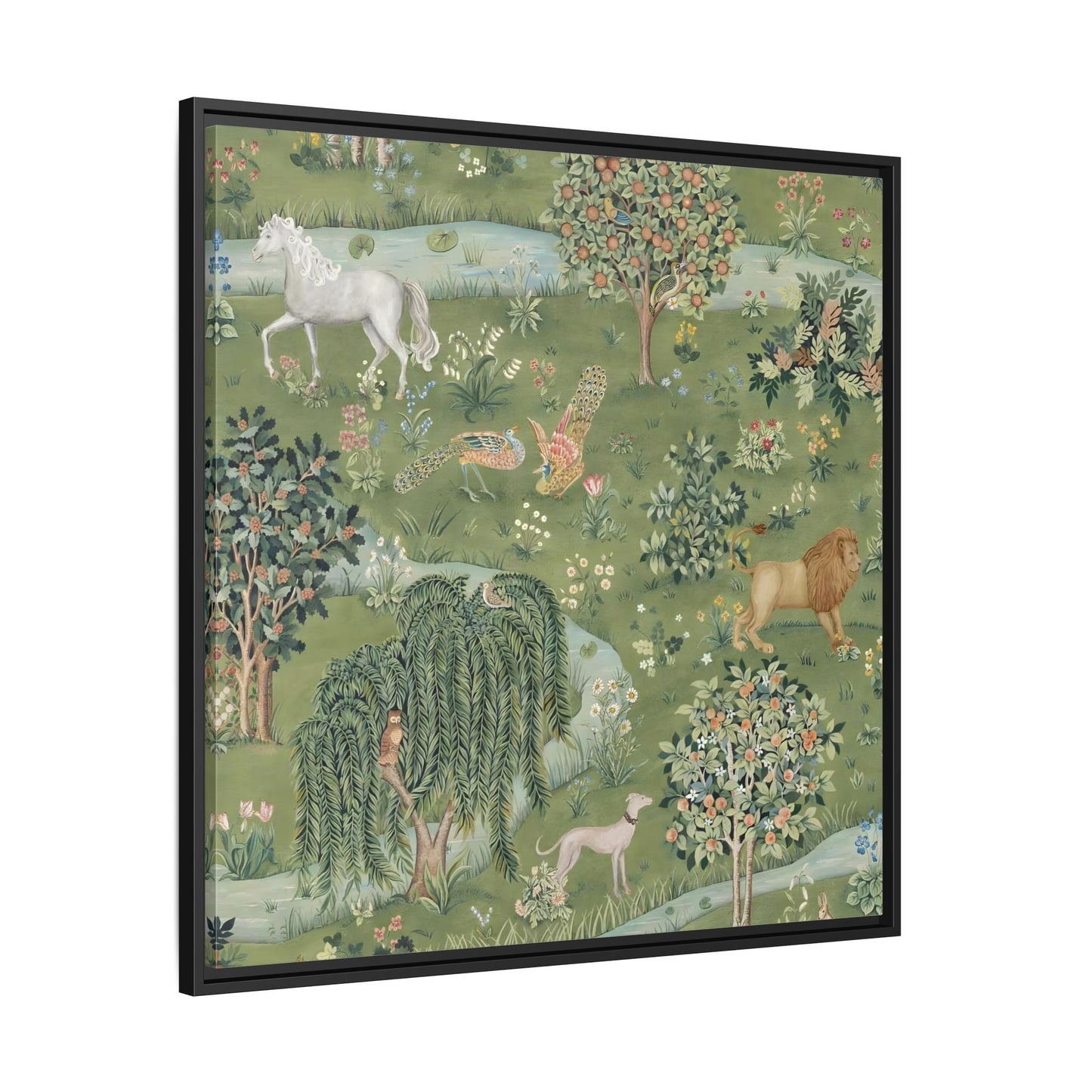 Owl Willow Green Morris Canvas Wall Art Animal Print - YesArtYes