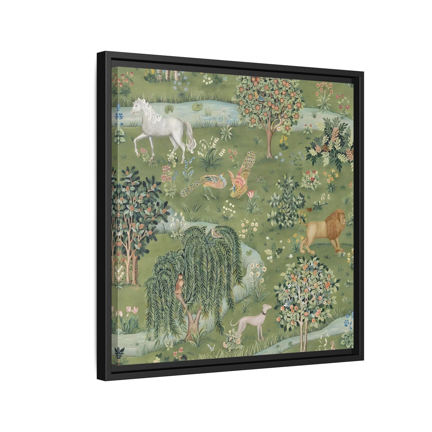 Owl Willow Green Morris Canvas Wall Art Animal Print - YesArtYes