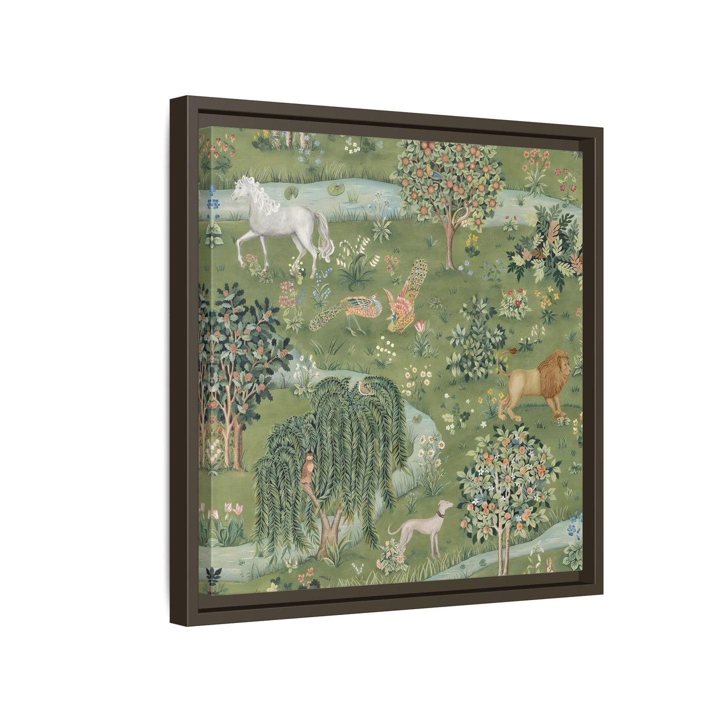 Owl Willow Green Morris Canvas Wall Art Animal Print - YesArtYes