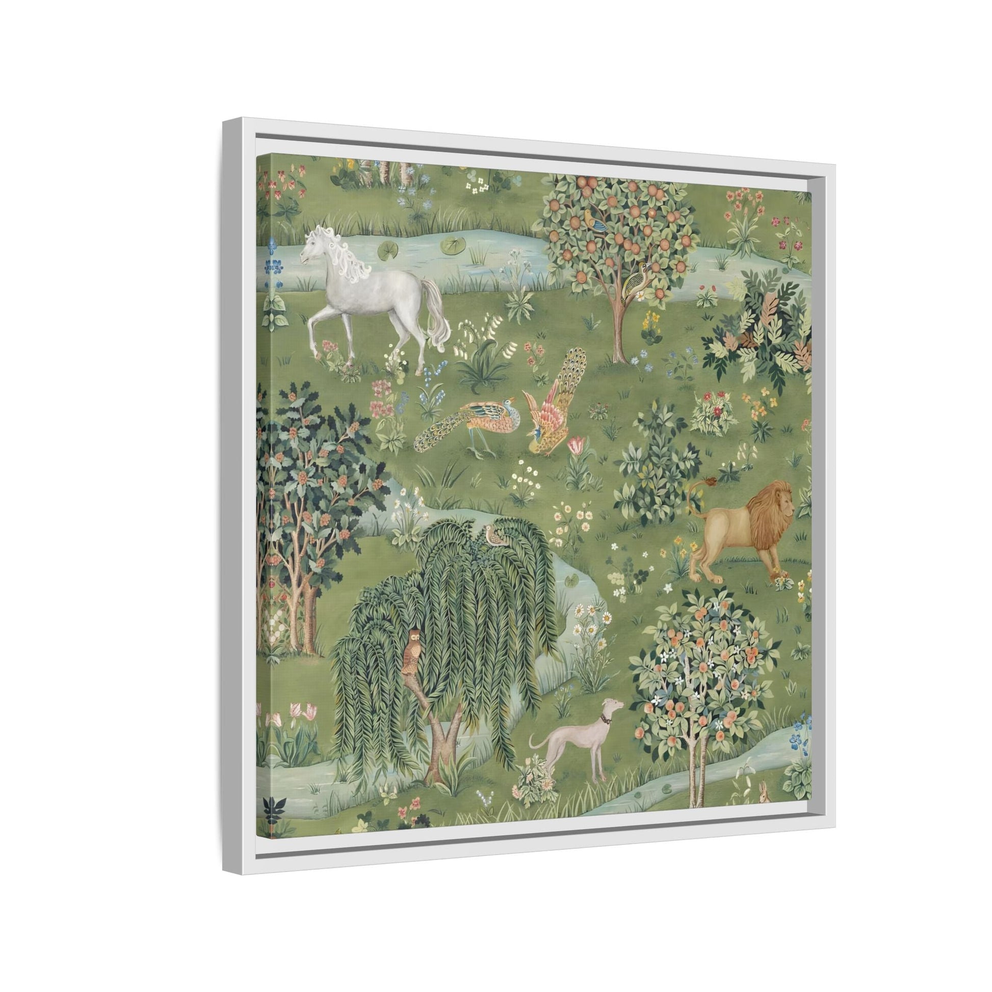 Owl Willow Green Morris Canvas Wall Art Animal Print - YesArtYes