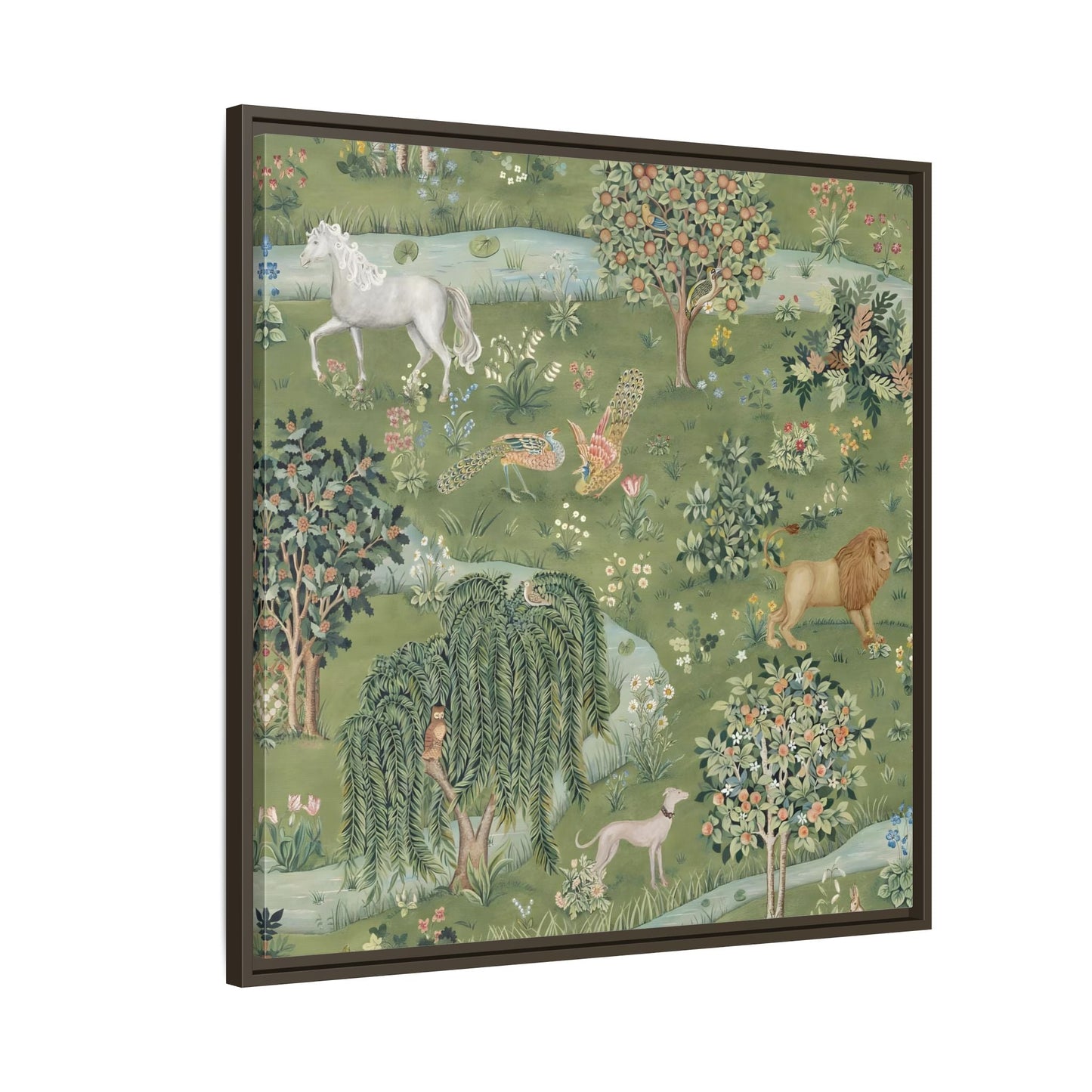 Owl Willow Green Morris Canvas Wall Art Animal Print - YesArtYes
