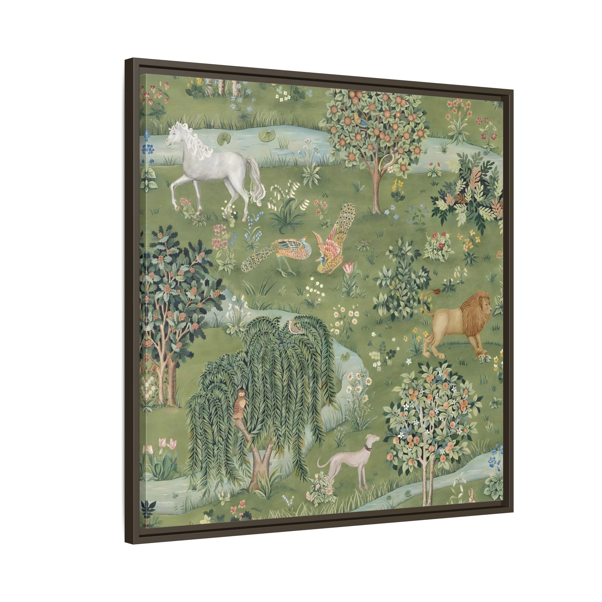 Owl Willow Green Morris Canvas Wall Art Animal Print - YesArtYes
