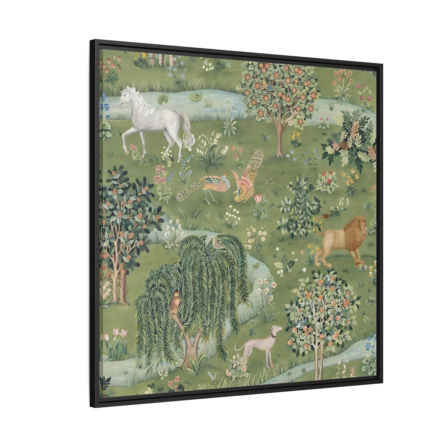 Owl Willow Green Morris Canvas Wall Art Animal Print - YesArtYes