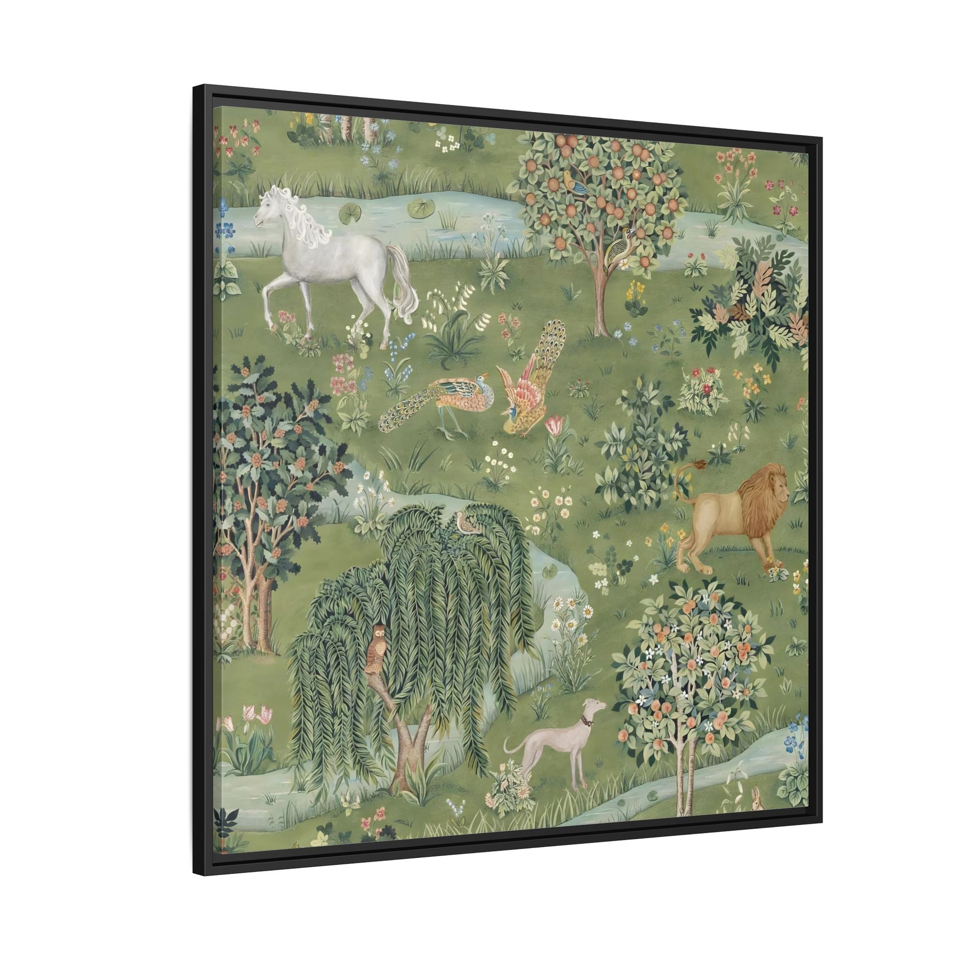 Owl Willow Green Morris Canvas Wall Art Animal Print - YesArtYes