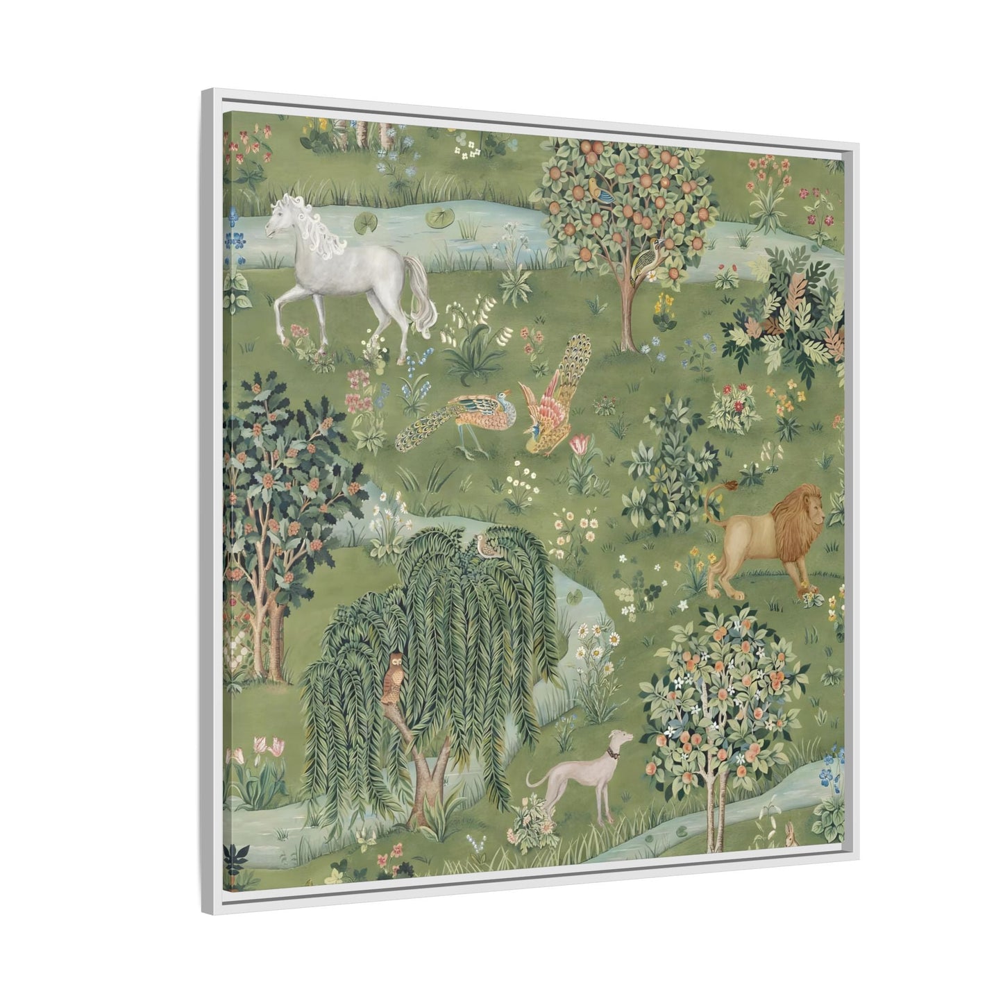 Owl Willow Green Morris Canvas Wall Art Animal Print - YesArtYes