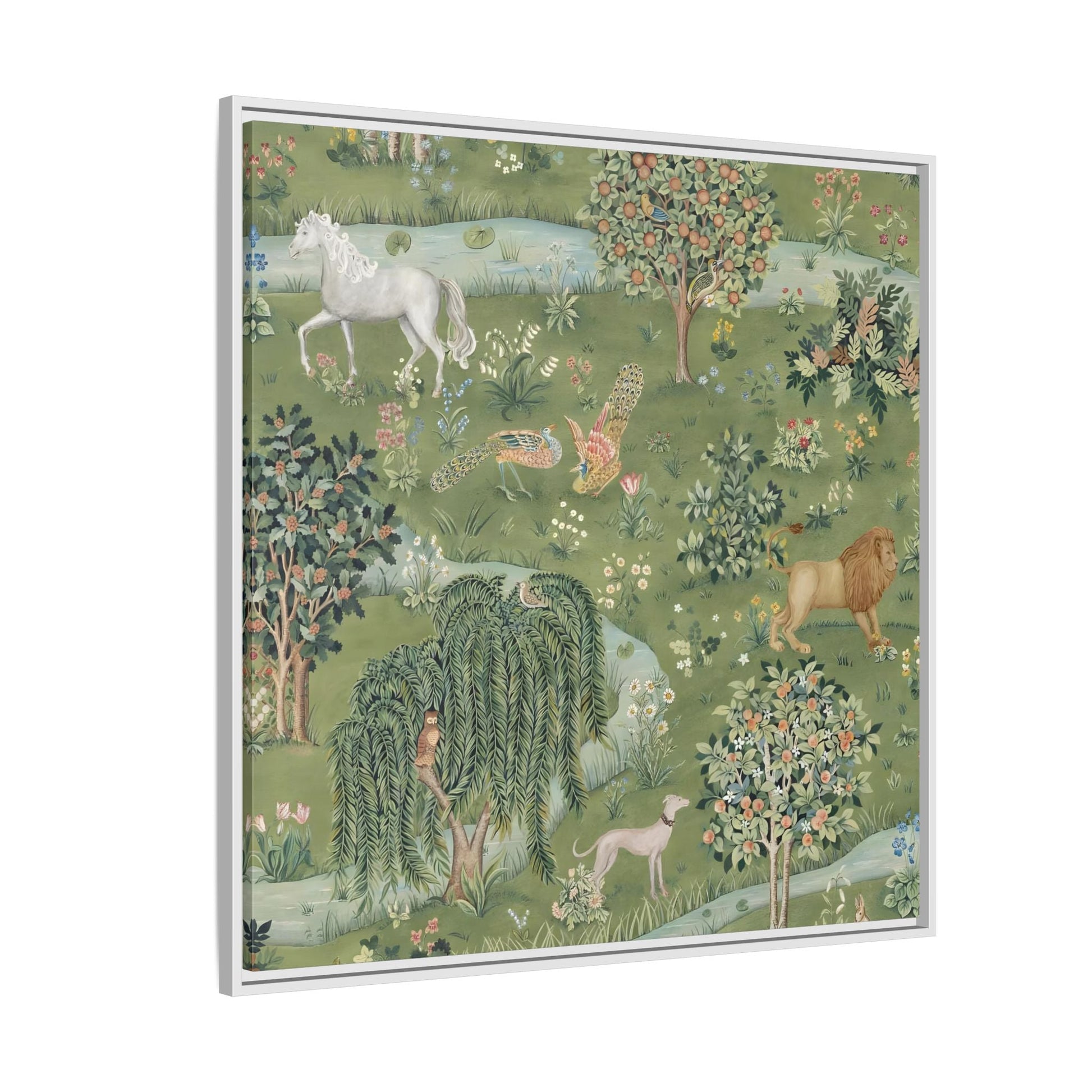 Owl Willow Green Morris Canvas Wall Art Animal Print - YesArtYes
