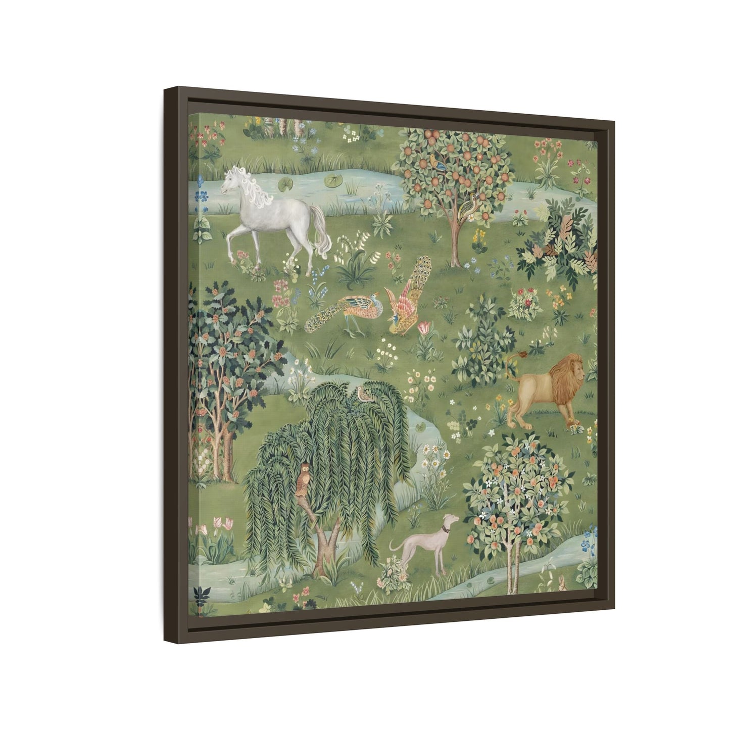 Owl Willow Green Morris Canvas Wall Art Animal Print - YesArtYes