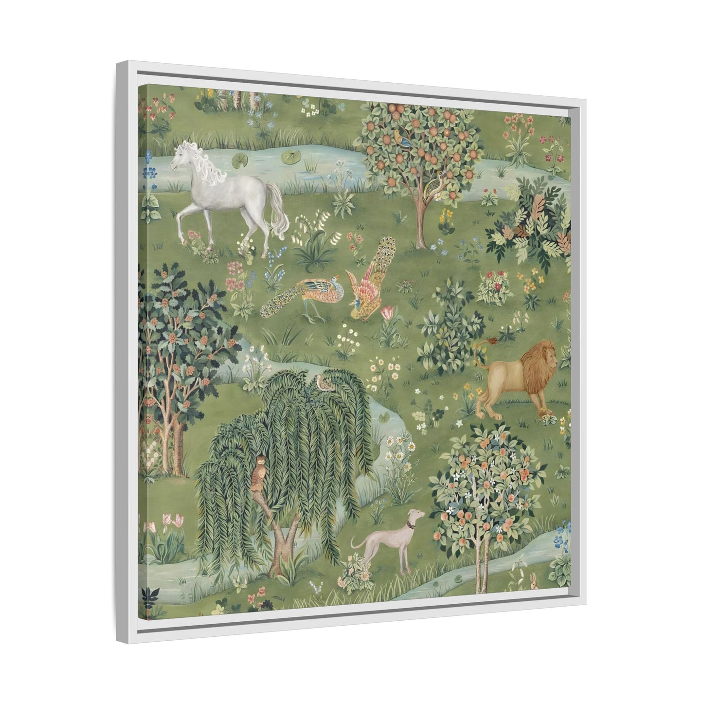 Owl Willow Green Morris Canvas Wall Art Animal Print - YesArtYes